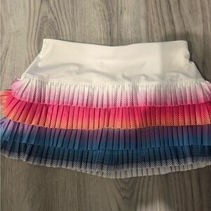Lucky in Love White and Multicolor Pleated Skirt